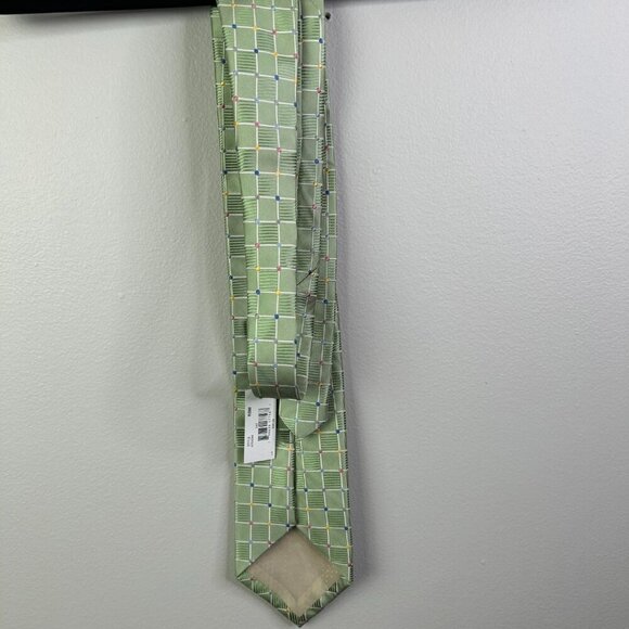 RBM Collection Men's Green Squared Design 100% Silk Tie - NWT - Picture 6 of 6